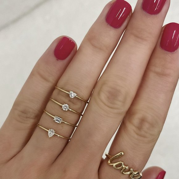 Single Emerald Diamond Ring In 14k Gold - Picture 7 of 7